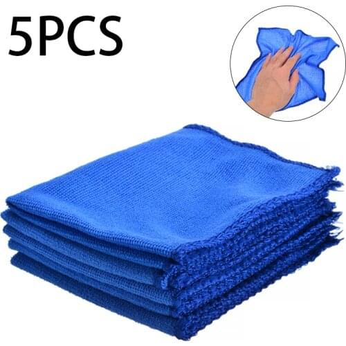 5 PCS Car Washing Polishing Towel 30*30cm For Household Car Interior And Exterior Cleaning Microfiber Blue Towel