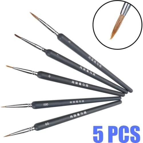 5pcs Hand-painted Thin Hook Line Pen Drawing Art Pen #0 #00 #000 #1 #3 Fine Tip Detail Painting Brushes Art Stationery Supplies
