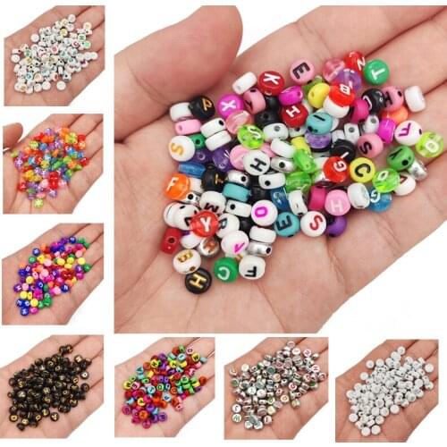 4x7MM Mixed Letter Acrylic Beads Flat Round Alphabet Loose Spacer Beads For Jewelry Making Handmade DIY Bracelets Accessories