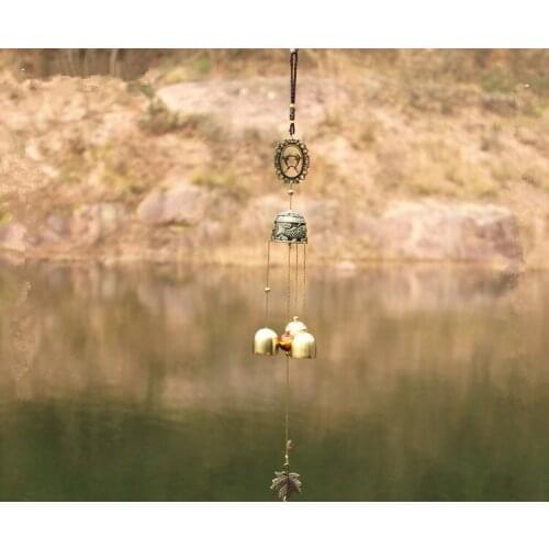 Free Shipping Antique Classical 3 Copper Alloy Bells Antirust Two Dolphins Wind Chimes Outdoor Indoor Yard Home Decor