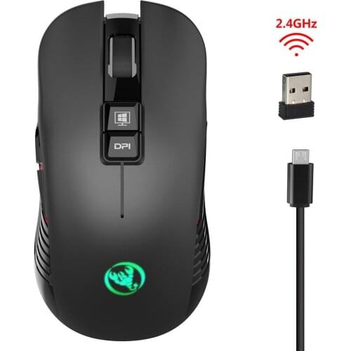 HXSJ T30 Wireless Gaming Mouse Mice 3600DPI 7-Color Computer Mouse Backlight Rechargeable Ergonomic Mice For PC Laptop Desktop