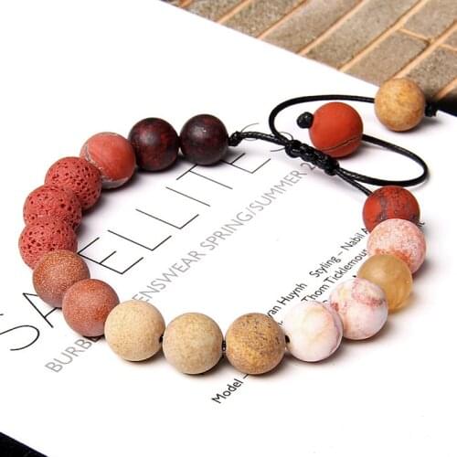 10MM Beads Bracelets Matte Mixed Color Natural Stone 7 Chakra Bangle For Women Men Ethinc Meditation Braided Bracelet Jewelry