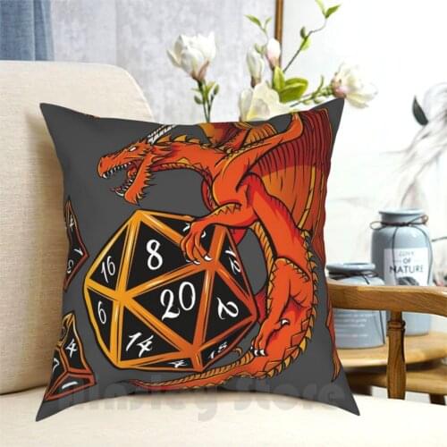 The Dice Dragon-D20 , D4 , D10 , & Pillow Case Printed Home Soft DIY Pillow cover Pathfinder D20 Rpg Dnd Dragon Black Geek