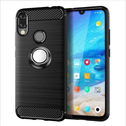 For Xiaomi Redmi Note 7 Case Luxury Brushed Carbon Fiber Case For Xiaomi Redmi Note 7 Pro Magnetic Ring Holder Cover