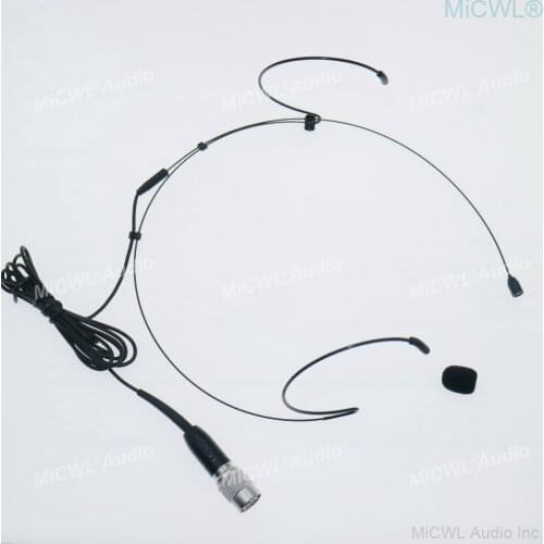 Black Double ear Hook Head Headset Microphone for Audio-Technica Wireless Hirose 4Pin Plug