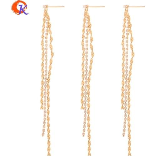 Cordial Design 20Pcs 7*101MM Hand Made/Jewelry Accessories/Rhinestone Chain/Genuine Gold Plating/Earrings Stud/DIY Making