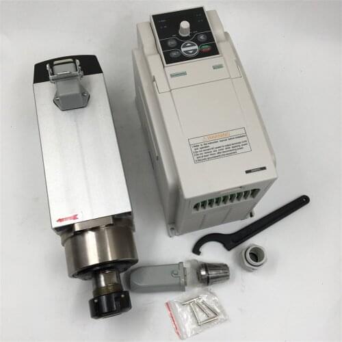 2.2KW Spindle Motor ER25 Air-cooled 220V 18000RPM + 3.7KW VFD Inverter Driver Kit CNC Woodworking Spindle Milling Drilling