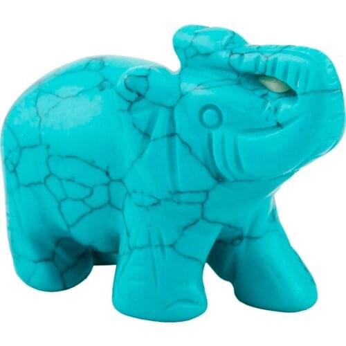 TUMBEELLUWA Green Howlite Turquoise Stone Elephant Animal Healing Chakra Specimen Figurine 2