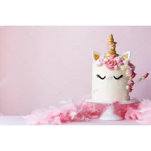 Unicorn cake pink frosting photo studio background Vinyl cloth High quality Computer print birthday backdrops