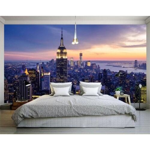 Photo Wallpaper Beautiful New York City Night Landscape 3D Mural Living Room Theme Hotel Fashion Decor Wallpaper Papel De Parede