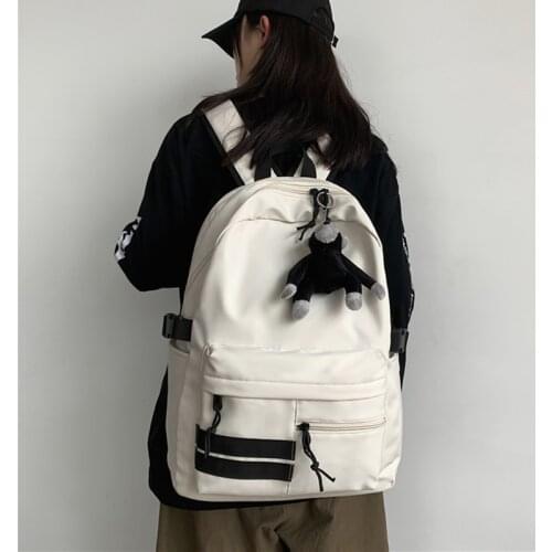 Functional Laptop Backpacks Solid Color Large Capacity Waterproof Nylon Women Backpack Mens Leisure Travel Bag Unisex Schoolbag