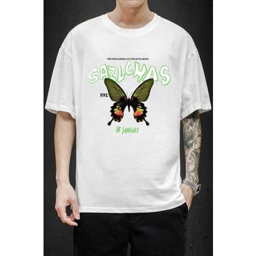 April MOMO 2021 100% Cotton Mens T-shirt Loose T-shirt Mens Printing Fashion Casual Summer Youth Popular Short Sleeve