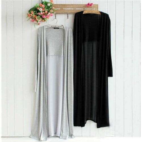 New Women Thin Long Cardigans Summer Autumn Casual Chiffon Patchwork Modal Cardigan Jacket Female Long Sleeve Coat Outwear