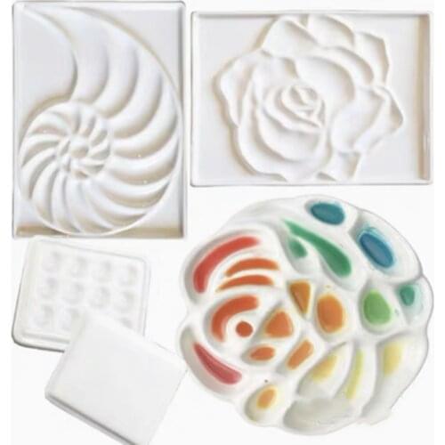 Ceramic artist watercolor palette rose-shaped gouache ceramic palette bone china flower-shaped paint painting supplies