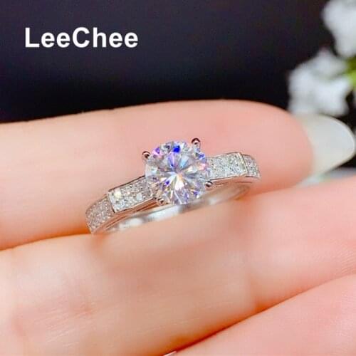 1CT Moissanite Ring 6.5MM VVS Lab Diamond with Certificate Fine Jewelry for Women Engagement Gift Real 925 Sterling Silver