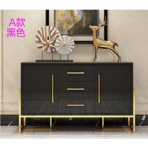 Stainless steel marble black white coffee table TV cabinet combination