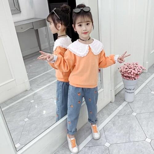 Girls Suit Sweatshirts +Pants 2Pcs/Sets 2021 Retro Spring Autumn Teenager Kid School Outdoor Clothes Kids Children Clothing