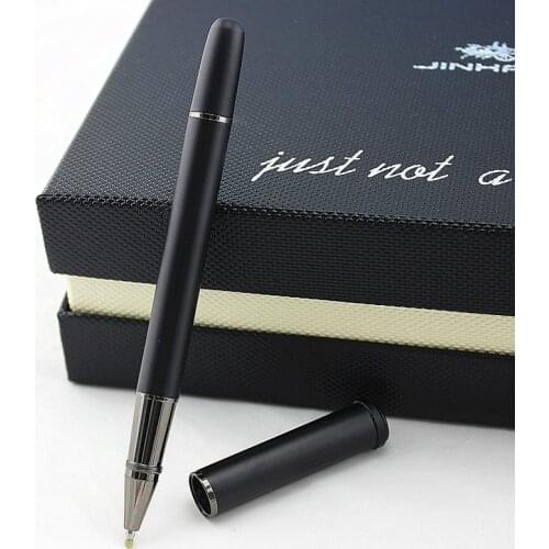 Leather pencil bag Business Pen 0.5mm Black Ink High Quality Metal Ballpoint Pen For Student Gift Pen Office Stationery Supplies