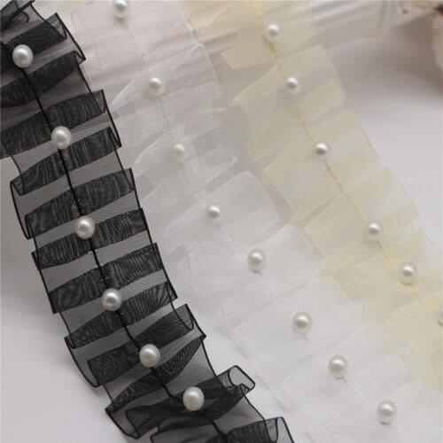 10yards wide 3.5cm beaded lace Trim for wedding decoration girl dress
