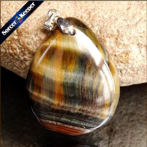 Summer Style Silver Plated Natural Blue Tiger Eye Stone Water Drop Modern Pendants Charms Jewelry for Man Wholesale ZS902