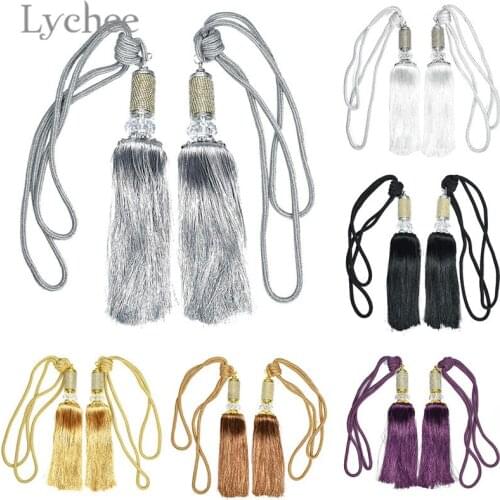 Lychee 2pcs Artificial Diamond Rope Tie Backs Tassel Curtains Buckle Curtain Holder Curtain Strap Accessories