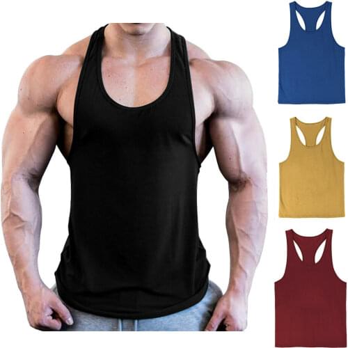 Men Gym Singlet Stringer Muscle Tank Tops Fitness Sport Shirt Y BACK Racer Workout Tops Vest