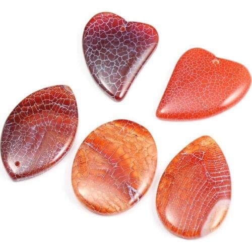 Natural Semi Precious Stone Pendant Retro Style Gules Agates With Dragon Pattern 5 / Pack DIY For Making Necklaces And Bracelets