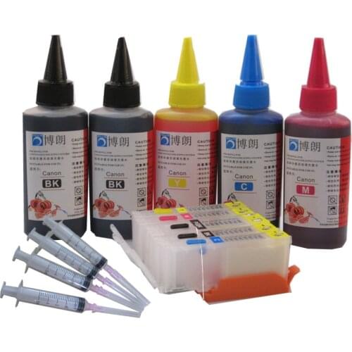 PGI-770 770 771 refillable ink cartridge For CANON PIXMA MG5770 MG6870 TS5070 TS6070 + 5 Color Dye Ink 500ml