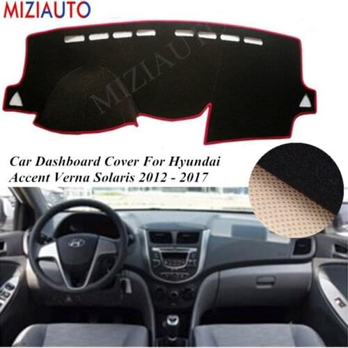 Carpet Anti-UV Anti-slip Car Dashboard Cover For Hyundai Accent Verna Solaris 2012 - 2017 Solaris Dash Mat Pad Dashmat Cover