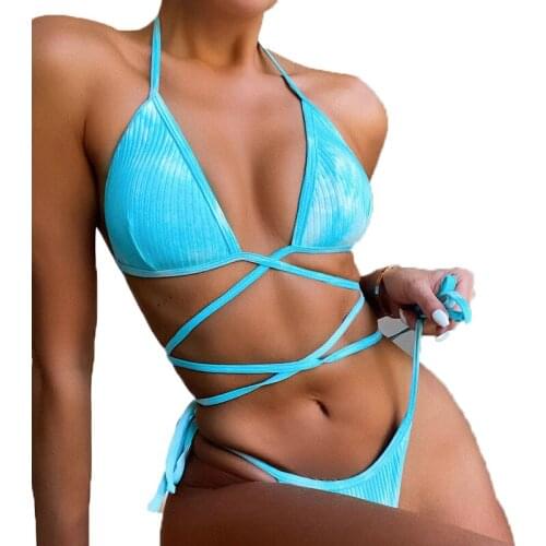 QINJOYER String Bikini Women Micro Tie Dye Swimsuit 2021 Bathing Suit Women Sexy Mini Thong Bikini Set 2 Piece Swimwear Women