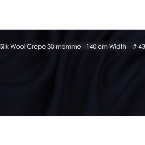 Silk Wool Crepe Fabric140cm width 30mm/35%Silk+65%Wool Men Suits High Quality Party Dresses Material 43Deep Blue
