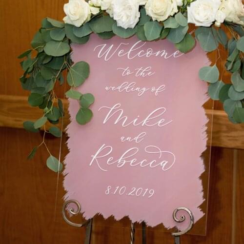 Wedding Welcome Sign Acrylic Wedding Sign Clear Painted for Wedding Display Plexiglass Modern Wedding Decoration Sign
