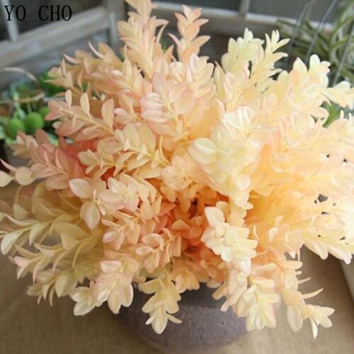 YO CHO High-end Artificial Flowers Champagne Money Leaves Beam Fake Plants For Cafe Office Garden Desktop Decor Eucalyptus Plant