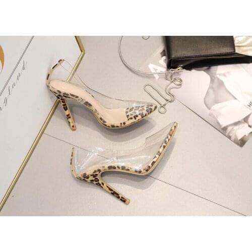 2019 Women PumpsTransparent Super High Heels 11CM Sexy Leopard Pointed Toe Wedding Party Shoes For Lady Thin Heels Pumps zapatos