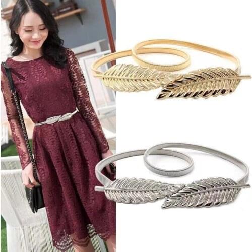 Multiple Style Women Fashio Metal Elastic Belts Leaf Animal Pendant Waist Strap Dress Coat Sweater Lady Decorative Waistband