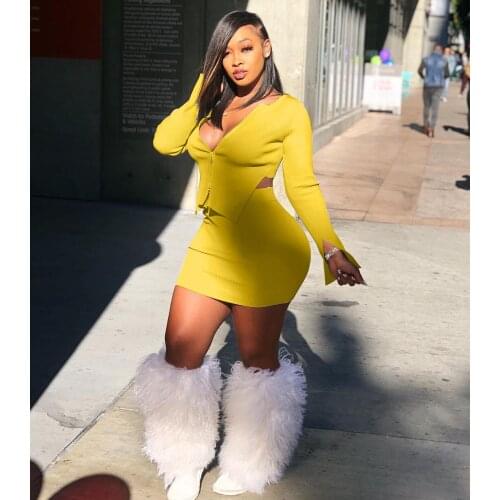 2021 INS Summer Casual Fashion Women Slim Street Sexy Slim Solid Color Zipper Long Sleeve Buttock Two-Piece Set