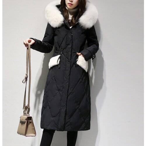 White duck down jacket in female new winter 2020 cultivate morality show thin heavy hair get long with thick coat