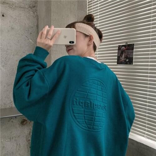 Kpop Gothic Letter Print Sweatshirt Women Fashion Oversized Harajuku Y2k Long Sleeve O-Neck Streetwear Tops Autumn Spring