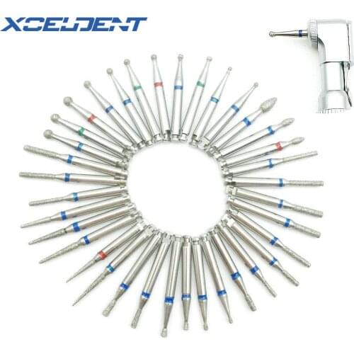 10pcs/box Dental Low Speed Diamond Burs For RA 2.35mm Shank Handpiece RA Diamond Burs Drill Polisher 36 Types Dentistry Material