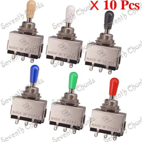 10 Pcs LP Electric Guitar Pickup 3 Way Toggle Switch Selector - Chrome with 6 Colors Tip
