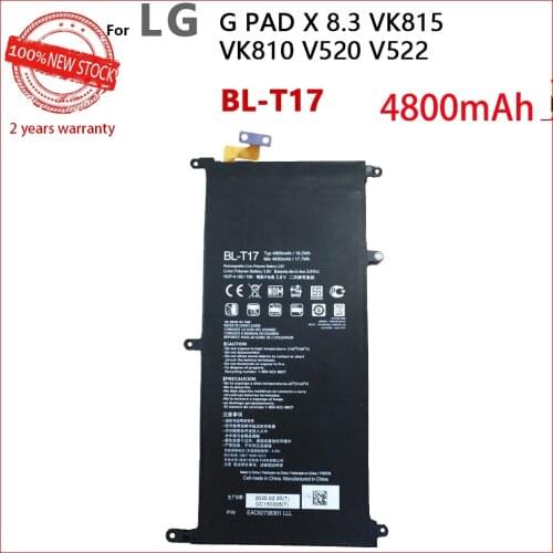 100% Genuine BL-T17 BLT17 For LG G PAD X 8.3 VK815 VK810 V520 V522 4800mAh Mobile Phone In Stock New Batteries+Tracking number