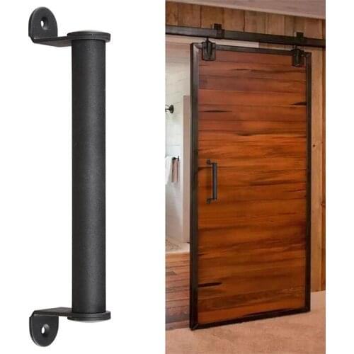 2Pcs Black Carbon Steel Sliding Barn Door Pull Handle for Sliding Barn Door Garden Gates Garages Hardware Kit