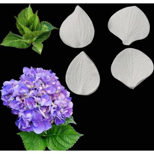 2 styles Hydrangea Leaves Veiners Silicone Molds Fondant Sugarcraft Gumpaste Clay Water Paper Cake Decorating Tools M2150
