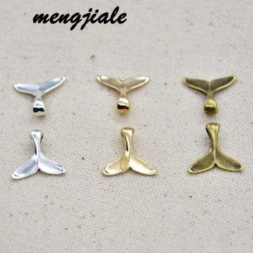 80pcs Hot Sell Wholesale Zinc Alloy Metal Whale Tail Fish Charms For Women Necklace Jewelry Accessories Making 16*16mm