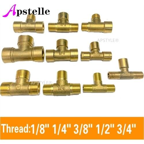 APS Tee Type Brass Pipe Fitting Male Female Thread 3 Way 1/8" 1/4" 3/8" 1/2" BSP Copper Fittings Water Oil Gas Adapter