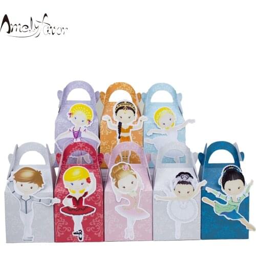 Ballerinas Theme Party Favor Box Famous Ballet Girls Candy Gift Cupcake Box Birthday Event Party Decorations Container Supplies