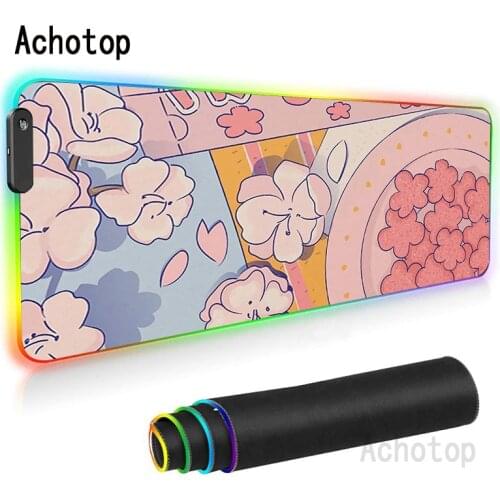Large Mouse Pad Xxl Computer Pink Rgb Anime Mats Gamer Backlit Mat Kawaii Gaming Accessories Deskmat Mousepad Cute Desk Mat
