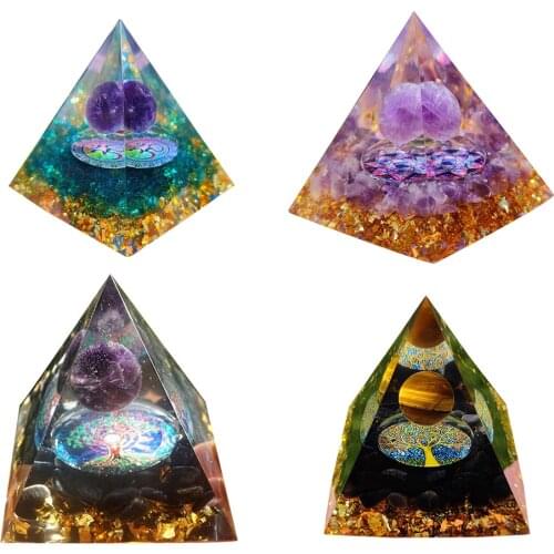 Boom Van Het Leven Orgonite Piramide Mold Amethist Peridot Healing Crystal Energie Orgone Pyramide Bescherming Meditatie Tool