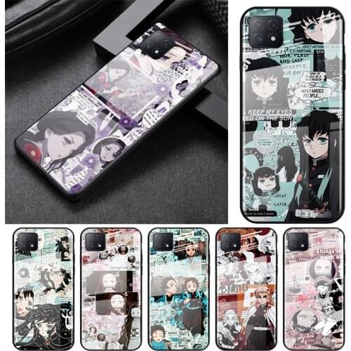Tempered Glass Cover Kimetsu No Yaiba Demon Anime For OPPO A9 2020 A52 Find X2 Lite Realme 7 7i 6 5 Pro C3 XT Phone Case