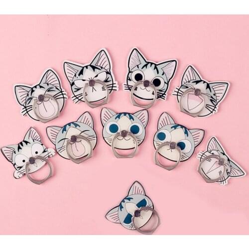 360 Degree Cute Cartoon Cats Phone Holder Ring Mobile Phone Stand Finger Phone Ring Holder support celular For iPhone Xiaomi